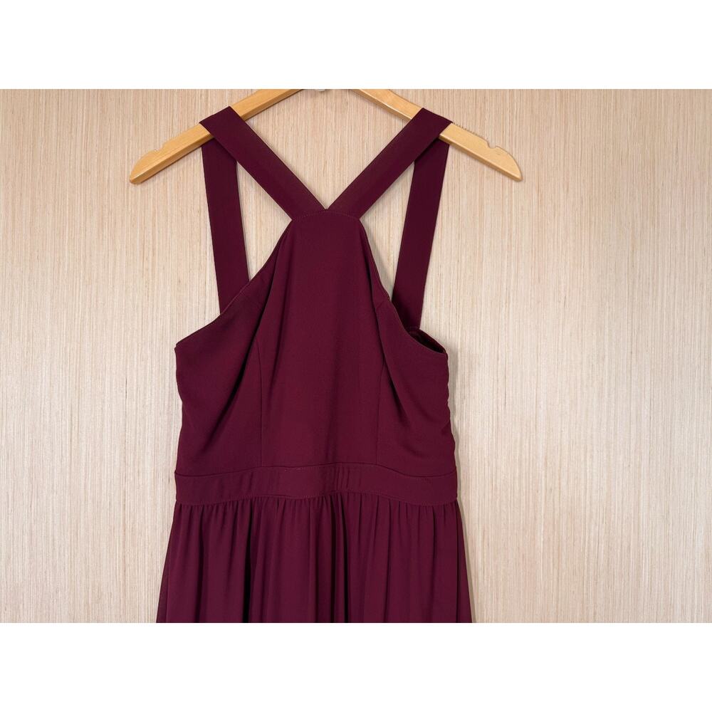 Lulus Air of Romance Burgundy Maxi Dress Size Small Halter Georgette Fabric - Picture 3 of 13